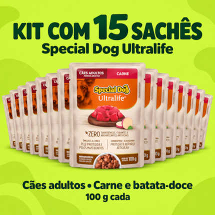 Kit 15 Sachês Special Dog Ultralife 100g Cães Sabor Carne - Imagem principal