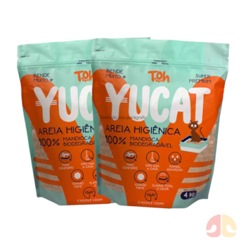Kit 2 Areias Yucat Higiênica Para Gatos Mandioca Biodegradável 4Kg - Imagem principal