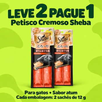 Kit 2 Petiscos Cremoso Sheba Sabor Atum Para Gatos com 2 Sachês de 12g - Imagem principal