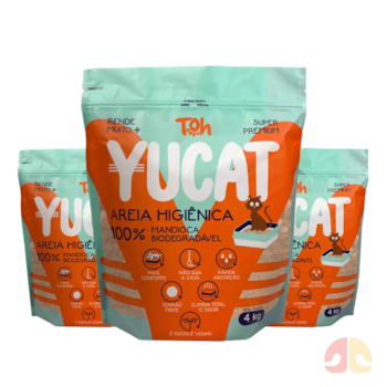 Kit 3 Areias Yucat Higiênica Para Gatos Mandioca Biodegradável 4Kg - Imagem principal