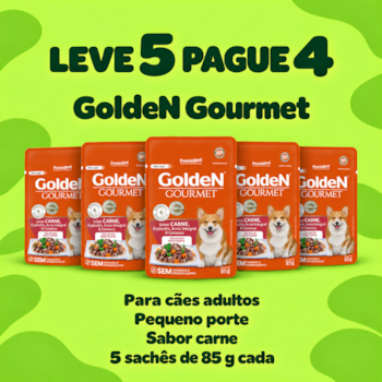 Kit 5 Sachês GoldeN Gourmet para Cachorros Adultos Pequeno Porte Sabor Carne 85gr - Imagem principal