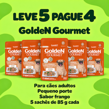 Kit 5 Sachês GoldeN Gourmet para Cachorros Adultos Pequeno Porte Sabor Frango 85gr - Imagem principal