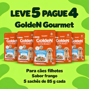 Kit 5 Sachês GoldeN Gourmet para Cachorros Filhotes Sabor Frango 85gr - Imagem principal