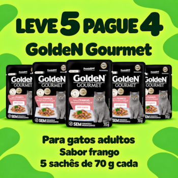 Kit 5 Sachês GoldeN Gourmet para Gatos Adultos Sabor Frango 70g - Imagem principal
