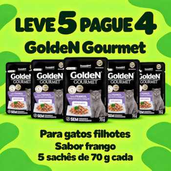 Kit 5 Sachês GoldeN Gourmet para Gatos Filhote Sabor Frango 70g - Imagem principal