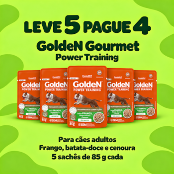 Kit 5 Sachês Golden Gourmet Power Training Cães Adultos 85g Sabor Frango Batata Doce e Cenoura - Imagem principal