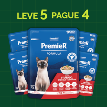 Kit 5 Sachês PremieR Formula Gatos Adultos Castrados 70gr Frango, Brócolis e Cenoura - Imagem principal