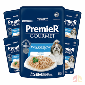 Kit 5 Sachês PremieR Gourmet Cachorros Adultos Raças Pequenas Frango e Arroz integral 85g - Imagem principal