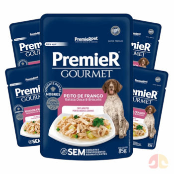 Kit 5 Sachês PremieR Gourmet Cães Adultos Portes Médio Grande Peito de Frango Batata Doce e Brócolis - Imagem principal