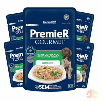 Kit 5 Sachês PremieR Gourmet para Cães Filhotes sabor Peito de Frango, Batata Doce e Brócolis 85gr - Imagem principal