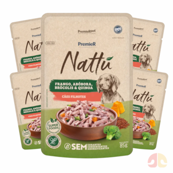 Kit 5 Sachês PremieR Nattu 85gr Cães Filhotes Frango e Abóbora - Imagem principal