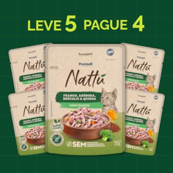 Kit 5 Sachês PremieR Nattu 85gr Gatos Filhotes Frango e Abóbora - Imagem principal