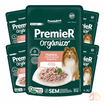 Kit 5 Sachês PremieR Orgânico para Cães Adultos Porte Pequeno Frango, Chia e Quinoa - Imagem principal
