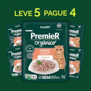 Kit 5 Sachês PremieR Orgânico para Gatos Adultos sabor Frango, Chia e Quinoa - Imagem principal
