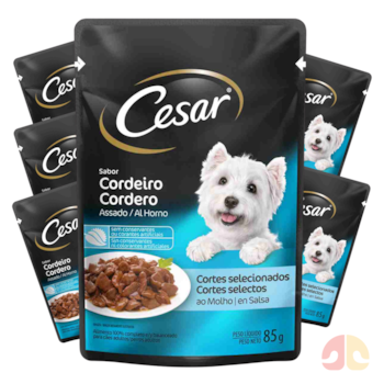 Kit 6 Sachês Cesar Para Cães Adultos 85g Sabor Cordeiro Assado - Imagem principal
