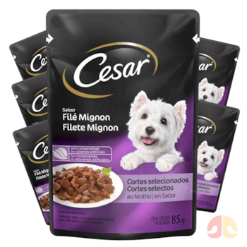 Kit 6 Sachês Cesar Para Cães Adultos 85gr Sabor Filé Mignon - Imagem principal