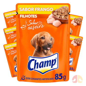 Kit 6 Sachês Champ Cães Filhotes 85gr sabor Caseiro de Frango - Imagem principal