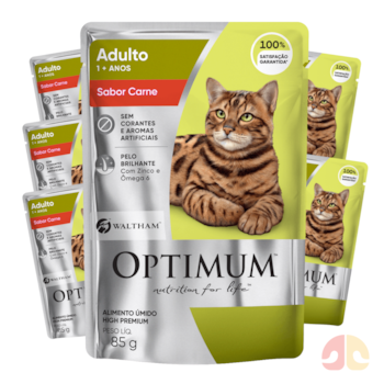Kit 6 Sachês Optimum Gatos Adultos 85g Sabor Carne - Imagem principal