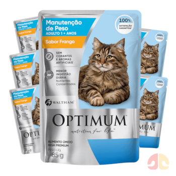 Kit 6 Sachês Optimum Manutenção De Peso Para Gatos Adultos 85g Sabor Frango - Imagem principal