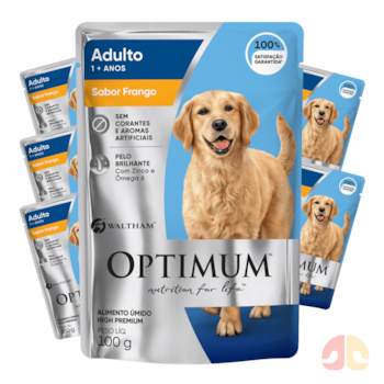 Kit 6 Sachês Optimum para Cães Adultos 100g de Porte Médio e Grande Sabor Frango - Imagem principal