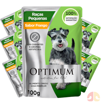 Kit 6 Sachês Optimum para Cães Adultos de Raças Pequenas Sabor Frango 100g - Imagem principal
