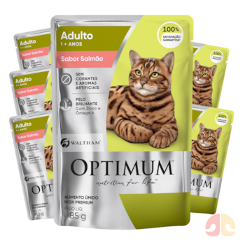 Kit 6 Sachês Optimum para Gatos Adultos 85g Sabor Salmão - Imagem principal