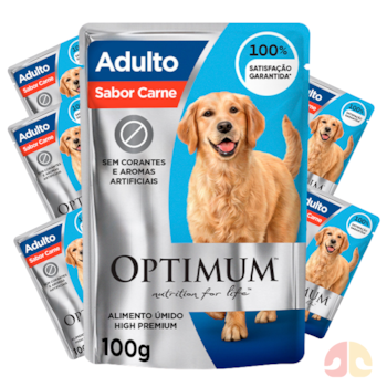 Kit 6 Sachês Optimum Sachê para Cães Adultos 100g Raças Grandes Sabor Carne - Imagem principal