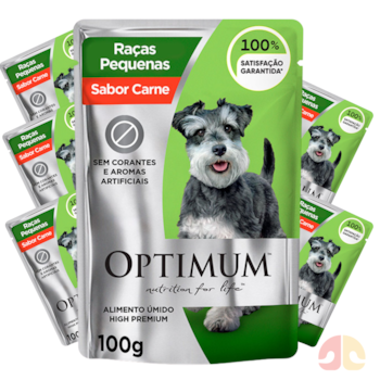 Kit 6 Sachês Optimum Sachê para Cães Adultos 100g Raças Pequenas e Minis Sabor Carne - Imagem principal
