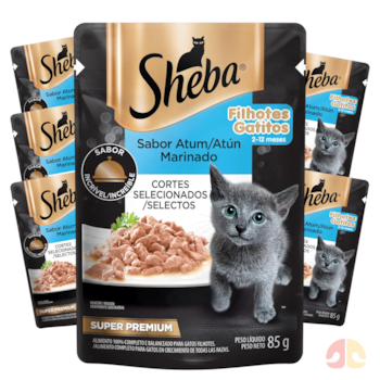 Kit 6 Sachês Ração Úmida Sheba 85gr Gatos Filhotes Atum Marinado - Imagem principal
