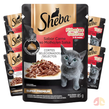 Kit 6 Sachês Ração Úmida Sheba 85gr Gatos Filhotes Carne ao Molho - Imagem principal