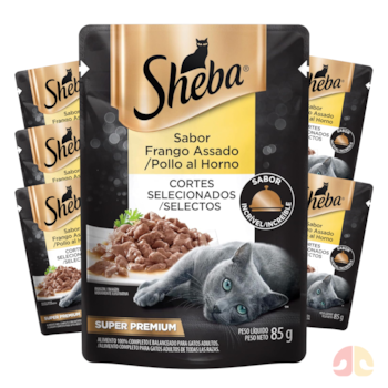 Kit 6 Sachês Ração Úmida Sheba Gatos Adultos 85g Frango Assado - Imagem principal