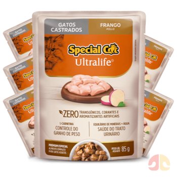 Kit 6 Sachês Special Cat Ultralife 85g Gatos Castrados Sabor Frango - Imagem principal