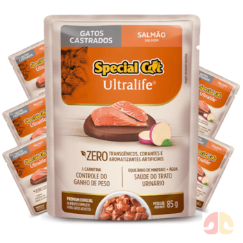 Kit 6 Sachês Special Cat Ultralife 85g Gatos Castrados Sabor Salmão - Imagem principal