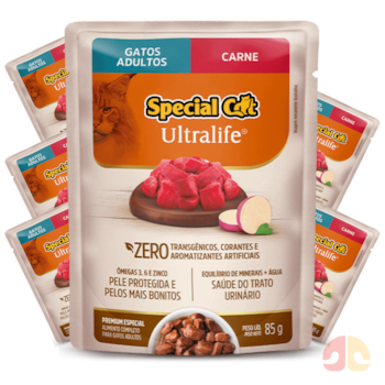 Kit 6 Sachês Special Cat Ultralife 85g Gatos Sabor Carne - Imagem principal