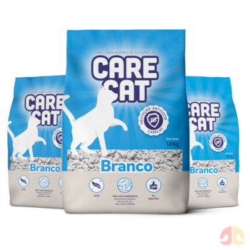 Kit Areia Higiênica CareCat Branca 1,8Kg para Gatos com 3 Unidades - Imagem principal