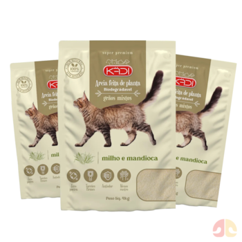 Kit Areia Higiênica para Gatos Grãos Mistos Kadi 4kg com 3 Unidades - Imagem principal