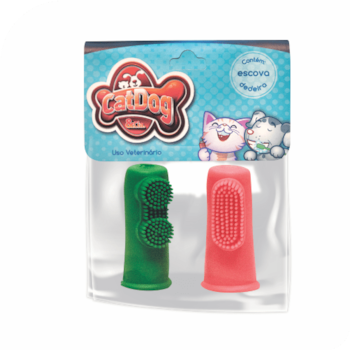 Kit Dedeira para Escovação de Dentes para Cães e Gatos Com 2Un Cores Sortidas - Imagem principal
