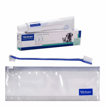 Kit Higiene Oral para Cães e Gatos Pasta Enzimática C.E.T Virbac 70gr com Escova e Necessaire - Imagem principal