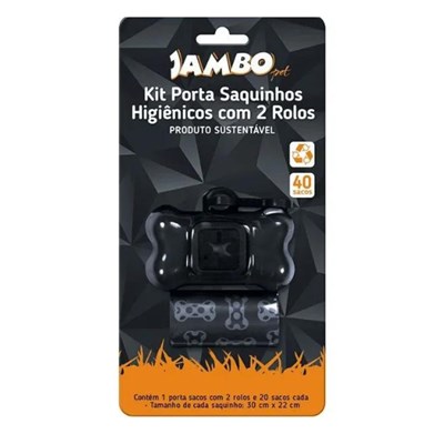 Kit Jambo Pet Porta Sacola Friend Preto com 2 Rolos