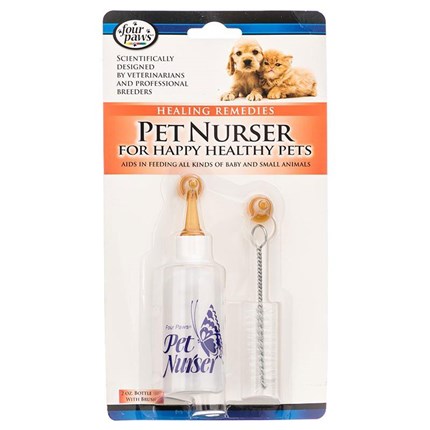 Kit Pet Nurser Mamadeira 2 Bicos  Escova para Cães e Gatos filhotes