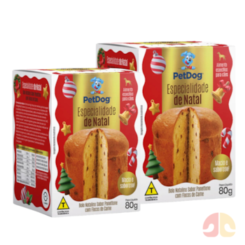 Kit Petisco Panettone Natalino Sabor Carne 80g para Cães com 2 Unidades - Imagem principal