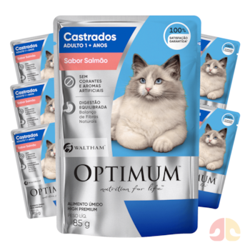 Kit Sachê Optimum Gatos Castrados 85g Sabor Salmão - Imagem principal