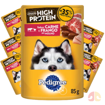 Kit Sachê Pedigree High Protein para Cães 85g Sabor Carne e Frango ao Molho - Imagem principal