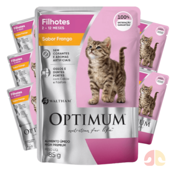 Kit Sachês Optimum para Gatos Filhotes 85g Sabor Frango - Imagem principal