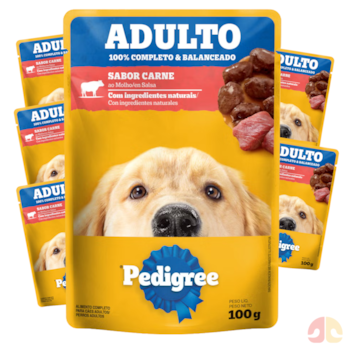 Kit Sachês Pedigree Para Cães Adultos Porte Médio E Grande 100g Carne Ao Molho - Imagem principal