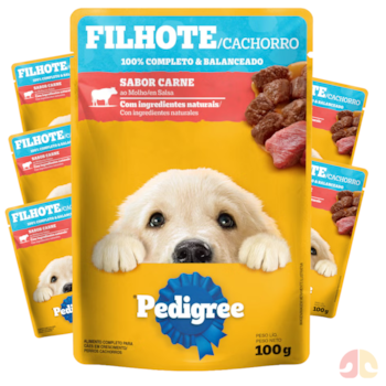 Kit Sachês Pedigree Para Cães Filhotes 100g Carne Ao Molho - Imagem principal