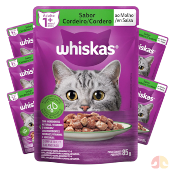 Kit Sachês Whiskas para Gatos Adultos 85g Cordeiro ao Molho - Imagem principal