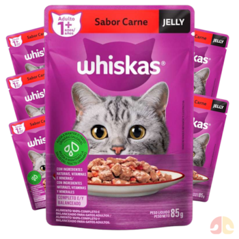 Kit Sachês Whiskas para Gatos Adultos Jelly 85g Carne - Imagem principal