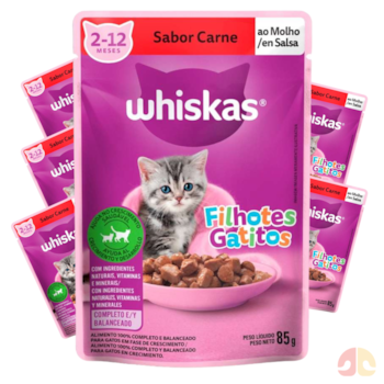 Kit Sachês Whiskas para Gatos Filhotes 85g Carne - Imagem principal