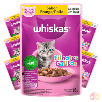 Kit Sachês Whiskas para Gatos Filhotes 85g Frango ao Molho - Imagem principal